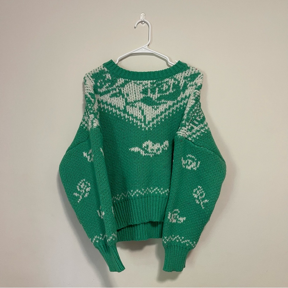 Grey Bandit Green Patterned Juliana Sweater